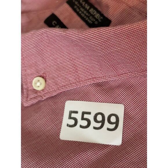 Banana Republic Men's Lightweight Camden Fit Button-Down Shirt L Red & White 100 - Picture 7 of 8